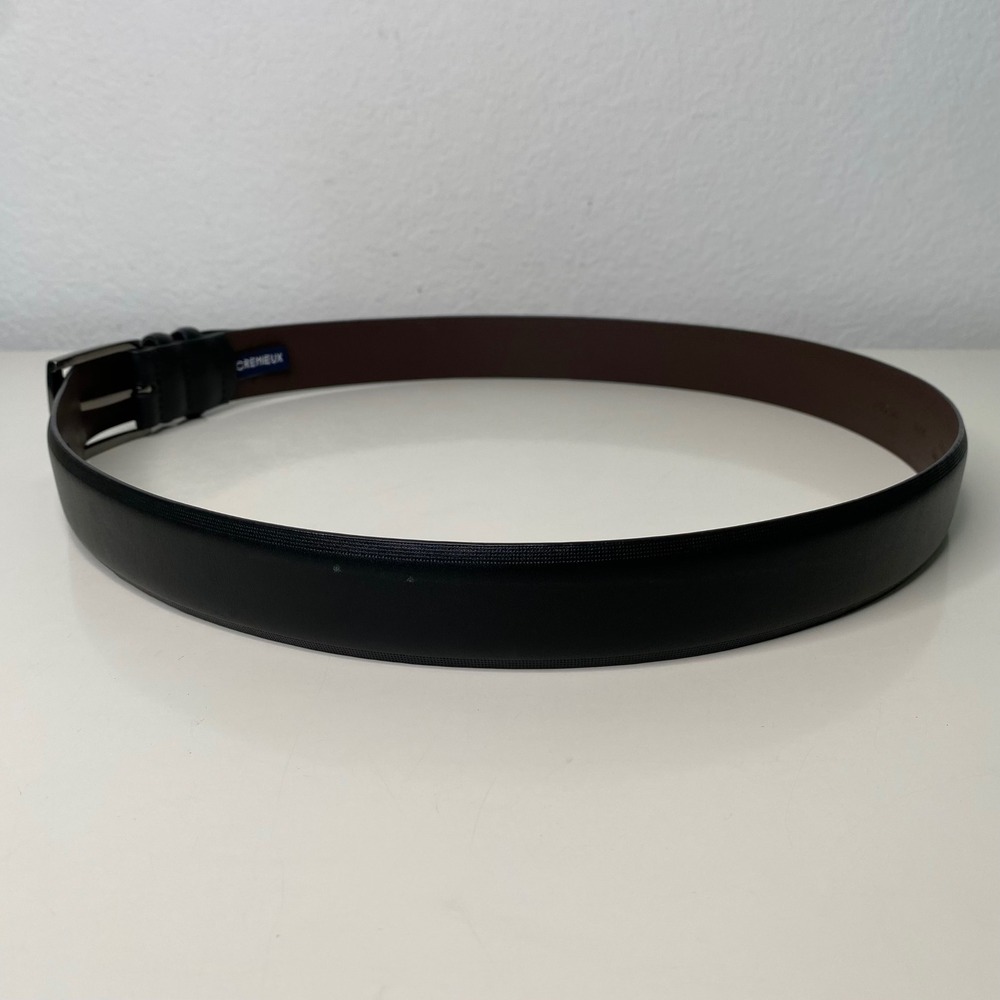 Cremieux Mens Black Full Grain Leather Dress Belt Size 38 Gunmetal Buckle - Picture 9 of 10